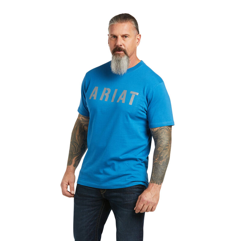 Camisetas Ariat Rebar Cotton Strong Block Azules Hombre - Chile 519-ZLNBTY